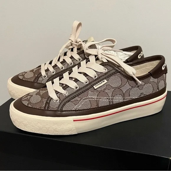 SALE！COACH スニーカーsofi leather slide 23cm (6B)(国内) Coach Brown Signature 